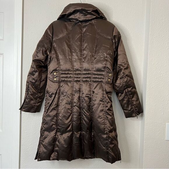 Hilary Radley Puffer Down Coat Size Small Shiny Brown - Picture 3 of 10